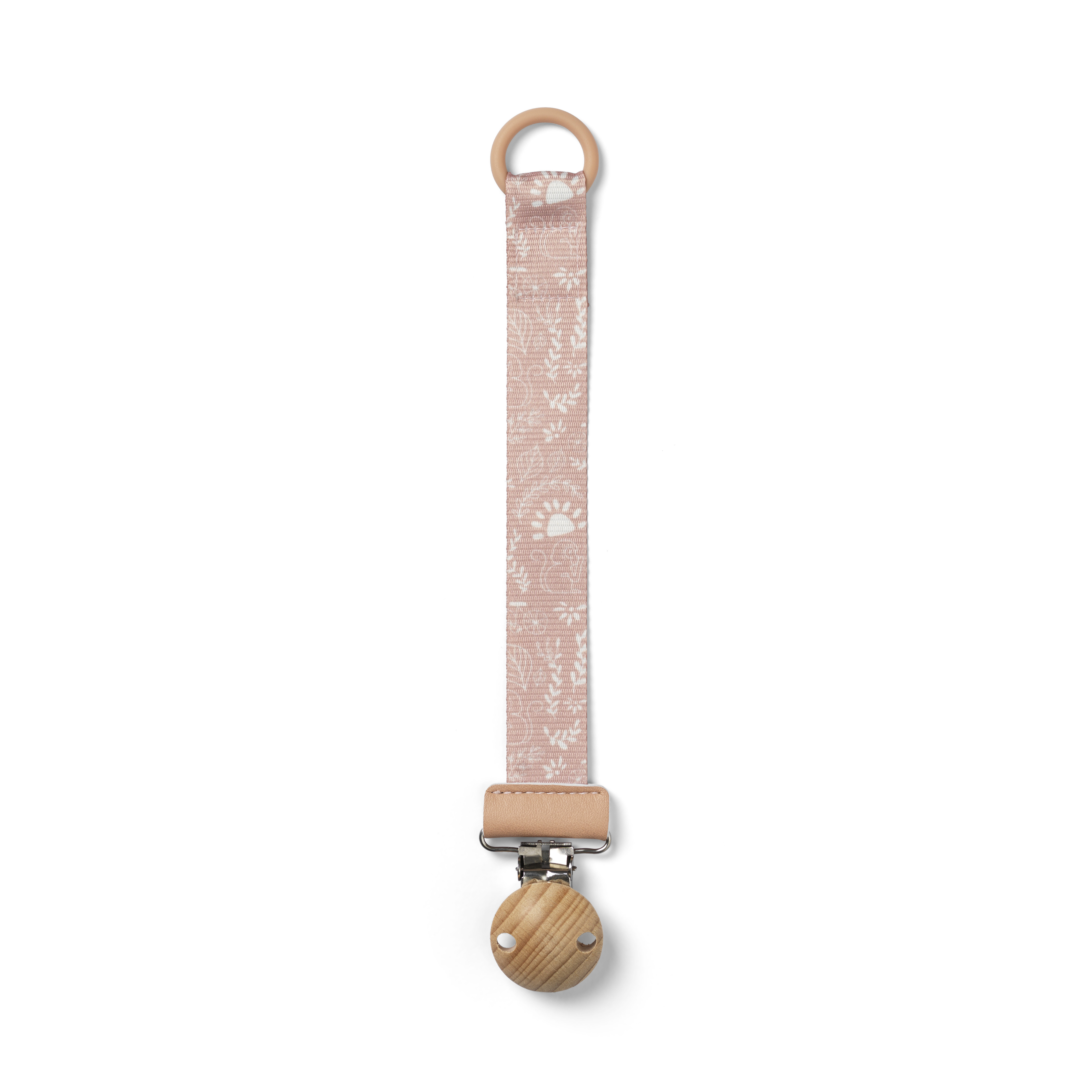 Pacifier band with wood detail Sunrise Pink