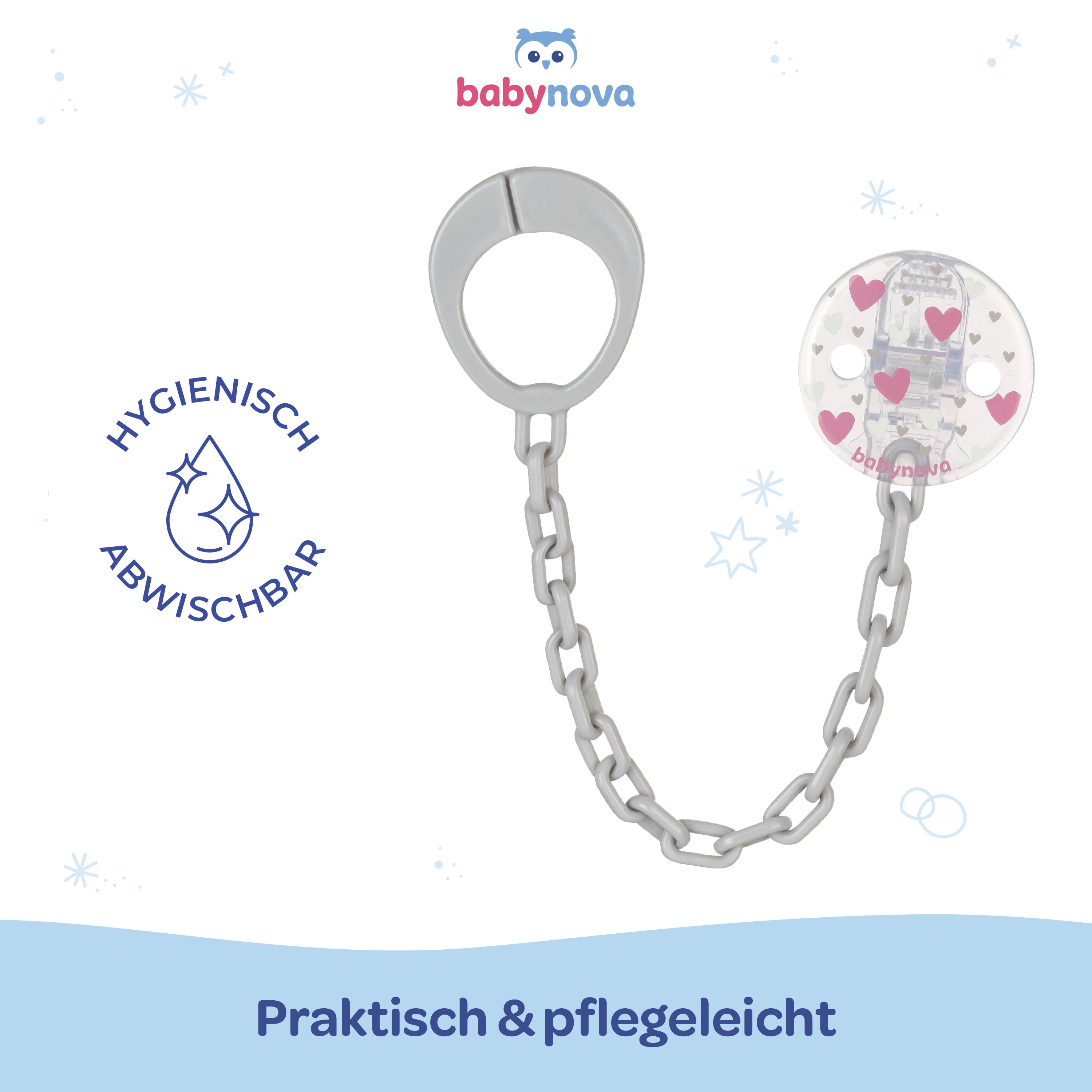 Soother Chain - Pink Hearts