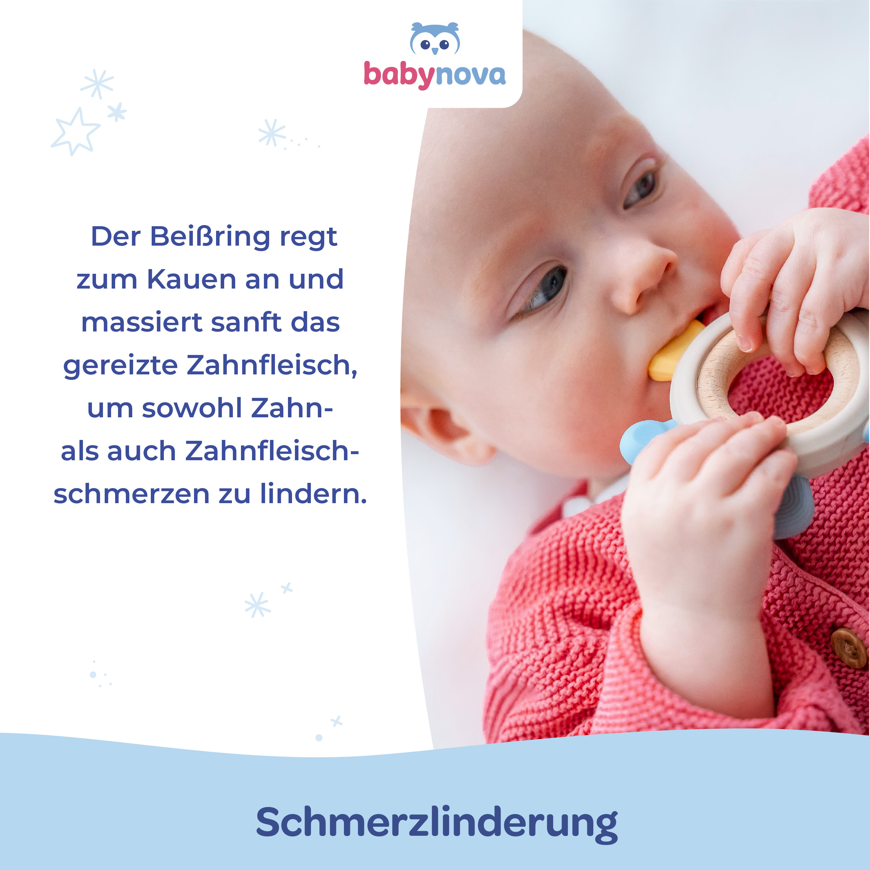 Silicone Wood Teether - Blue