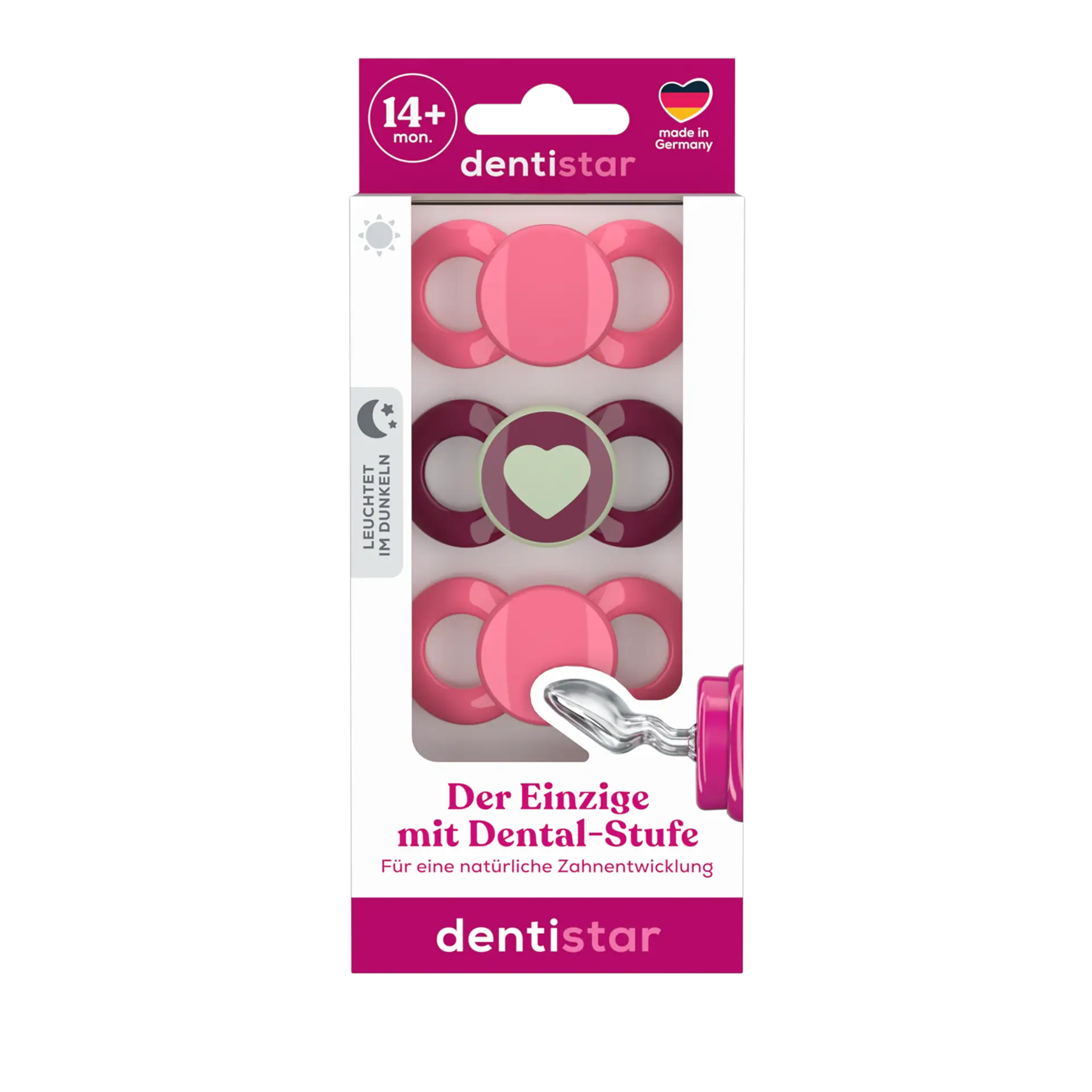 Dentistar Day & Night Soother in Pink Size 3, 3-pack