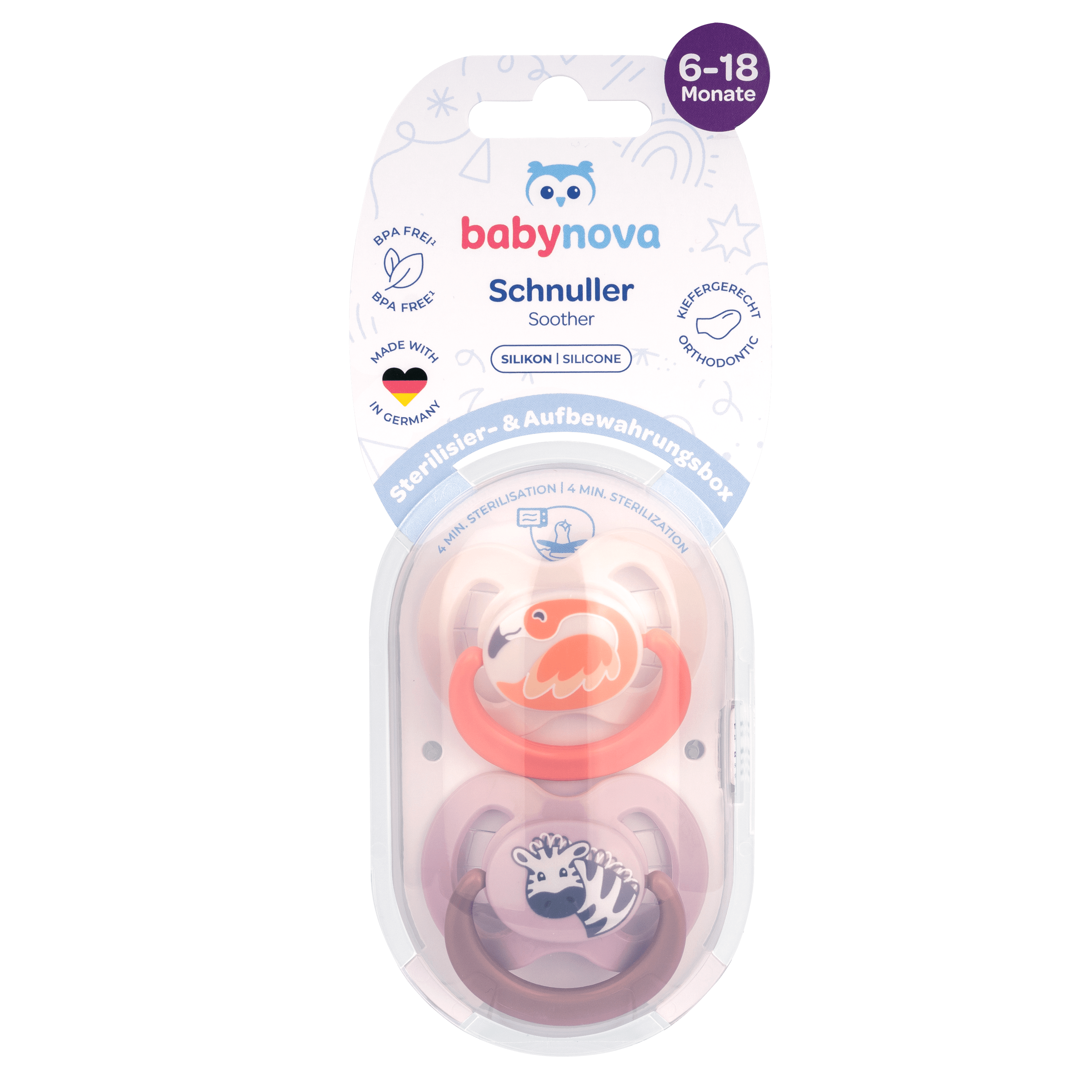 Schnuller Set  Flamingo & Zebra Gr. 2