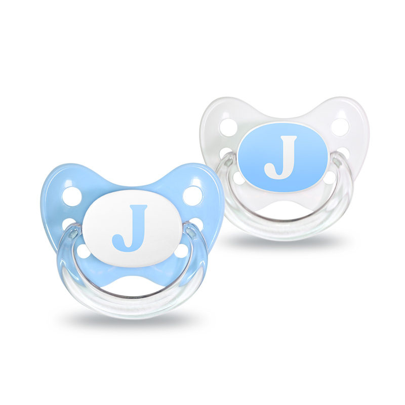 Name pacifier set of 2 with letter J
