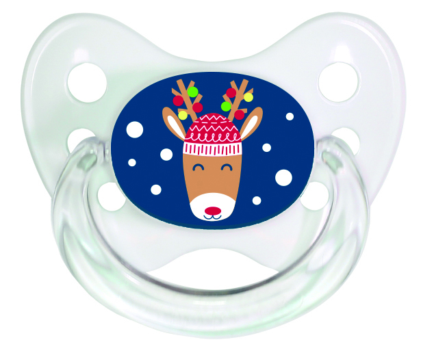 Merry Christmas BPA frei Rentier Größe 2 6-14 Monate Dentistar® Silikon-Schnuller 2er Set mit Kappe zahnfreundlich und kiefergerecht Weihnachtsmann 