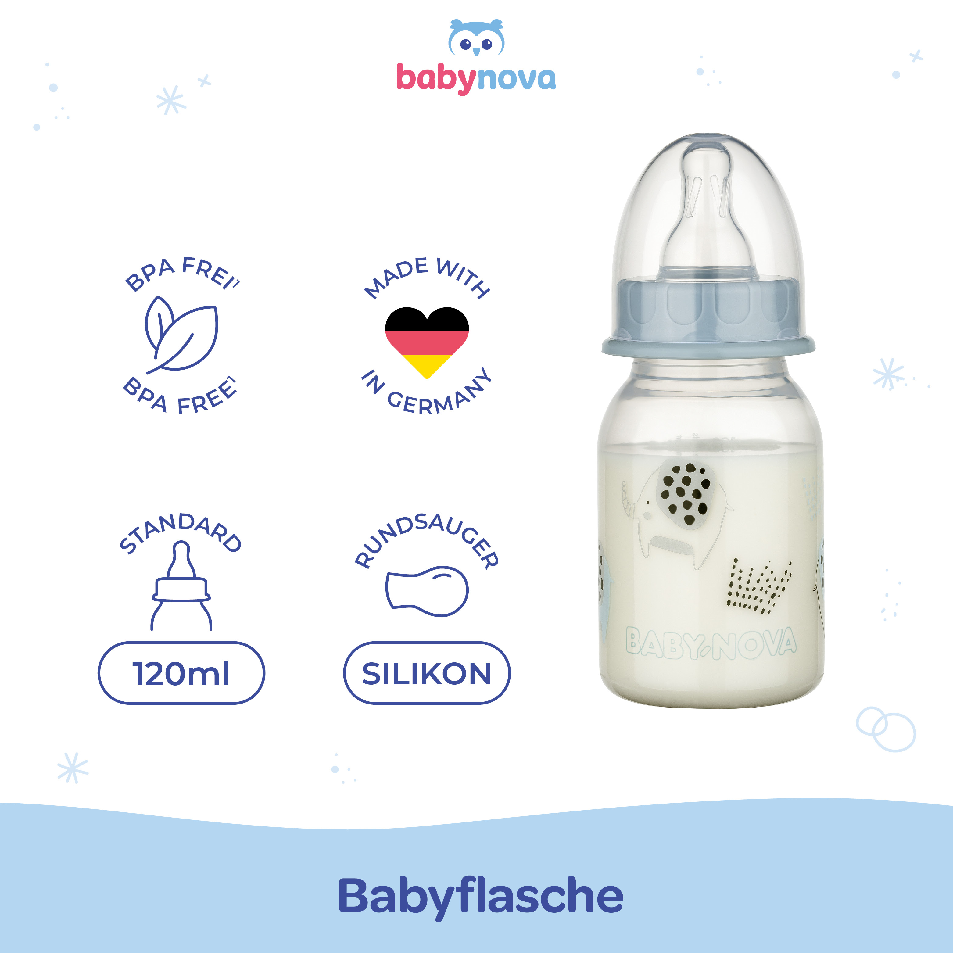 120 ml Standard Babyflasche - Elefanten