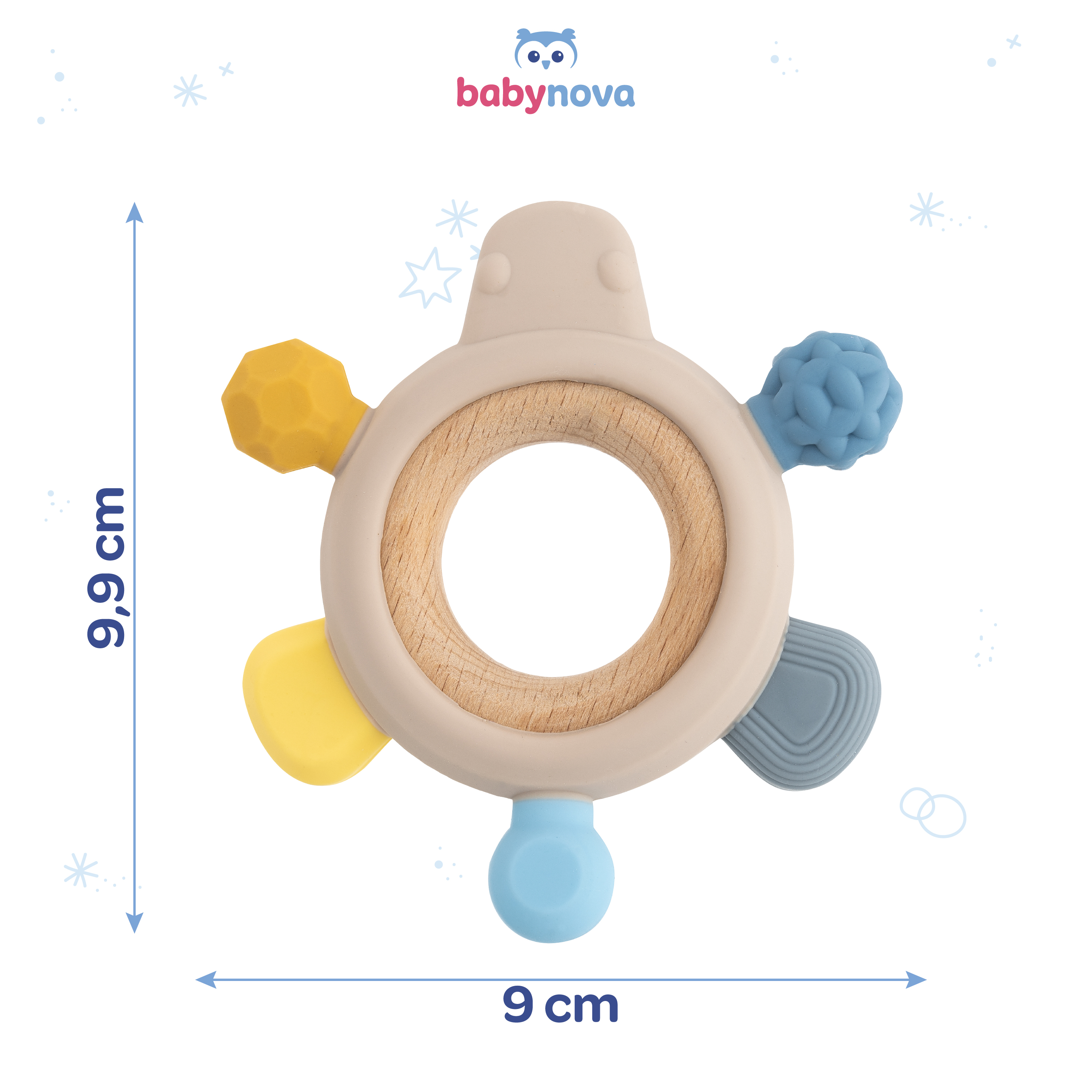Silicone Wood Teether - Blue