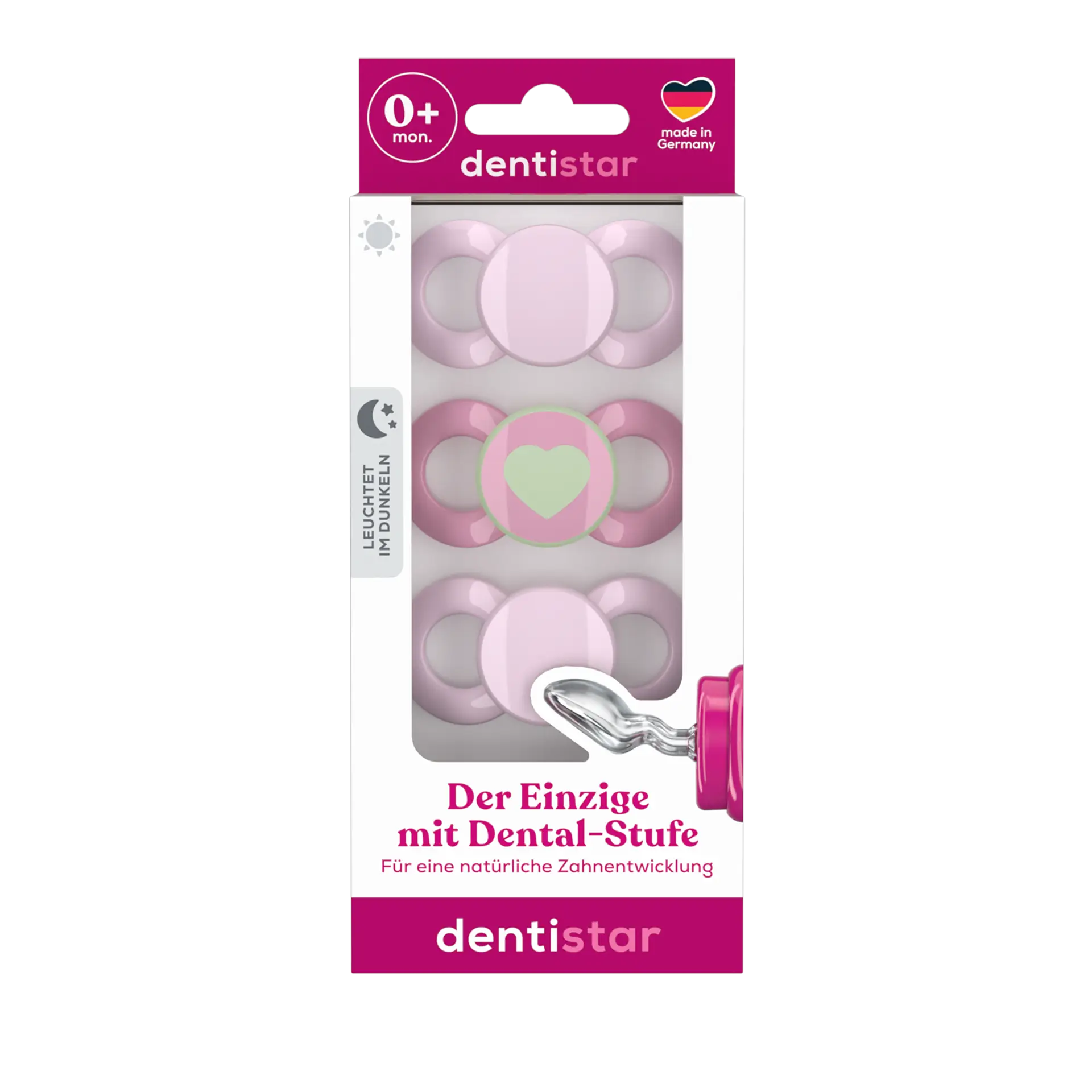 Dentistar Day & Night Soother 3pack in pink Size 1 