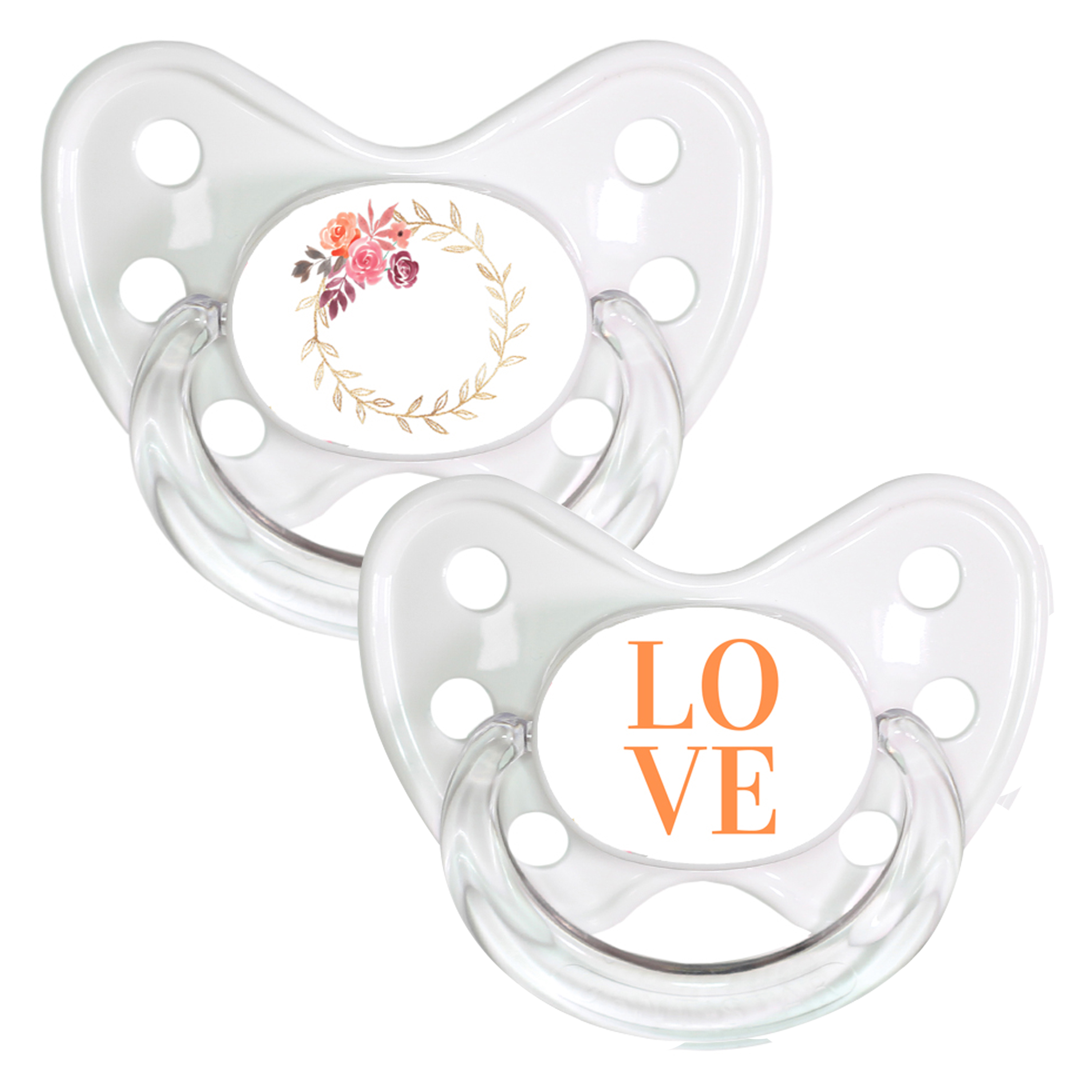 Soother Set size 3 Flowers & Love