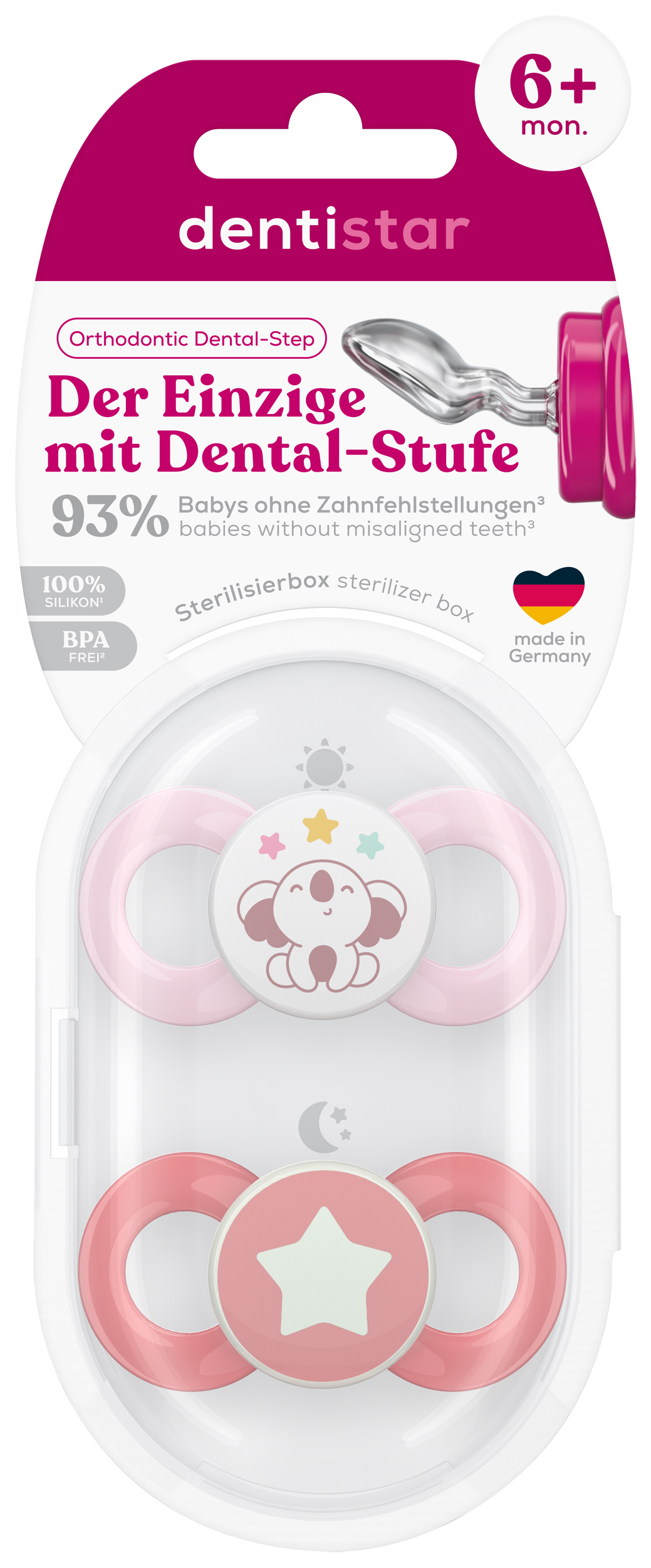 Gr. 2 Schnuller 2er Set mit Steri Box - Koala & Stern
