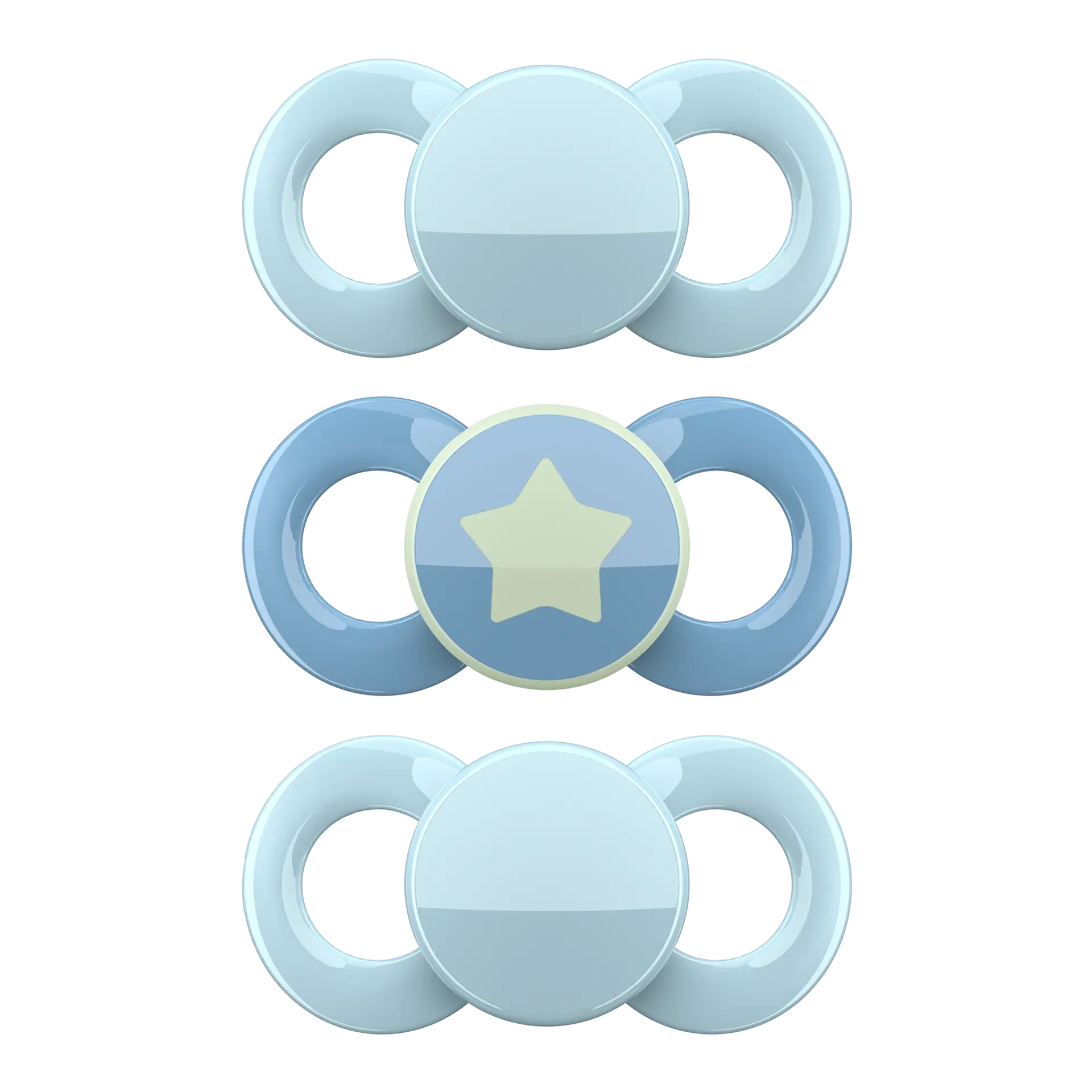 Day & Night Pacifier 3 Pack - Size 1 - Blue & Blue with Star