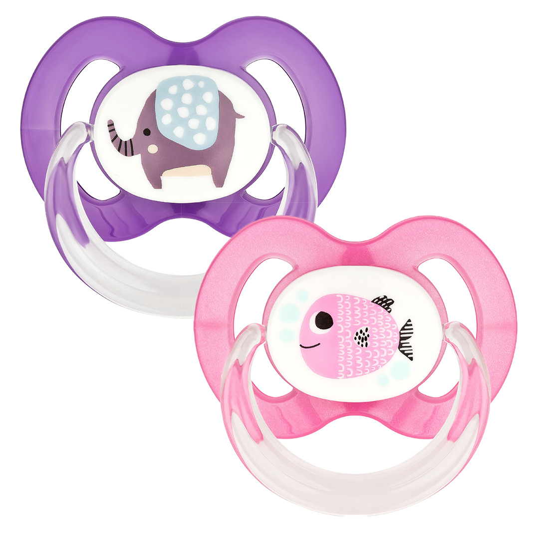 Schnuller Set  Elefant & Fisch Lila Gr. 1 