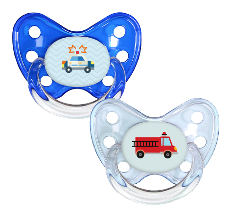 Soother Set size 3 Police & Fire Truck