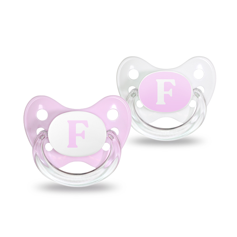 Name pacifier set of 2 with letter F