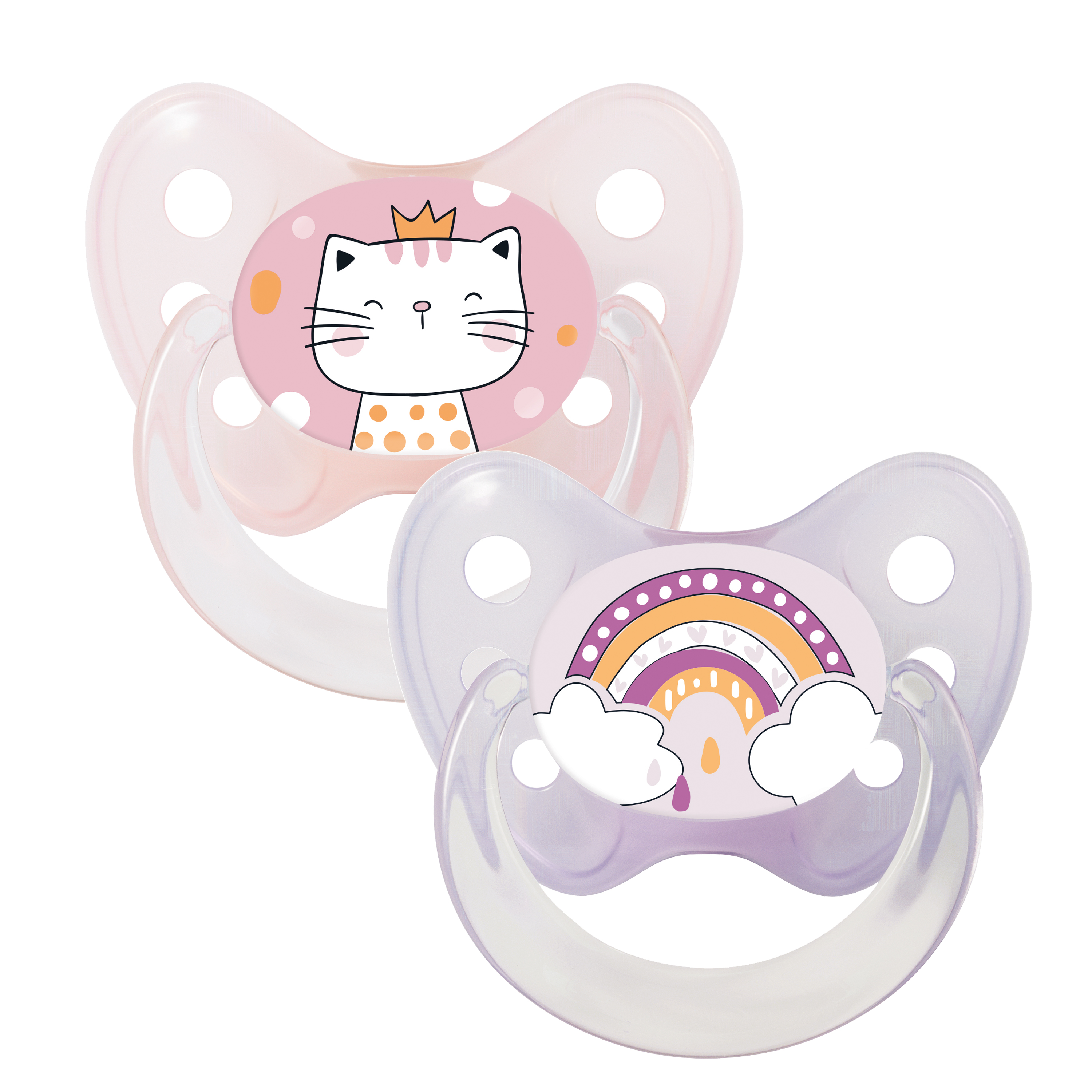 Soother set Cat and Rainbow size 2