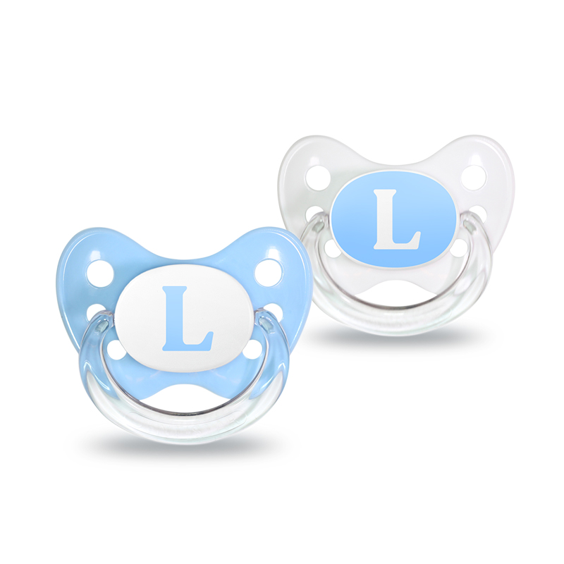 Name pacifier set of 2 with letter L