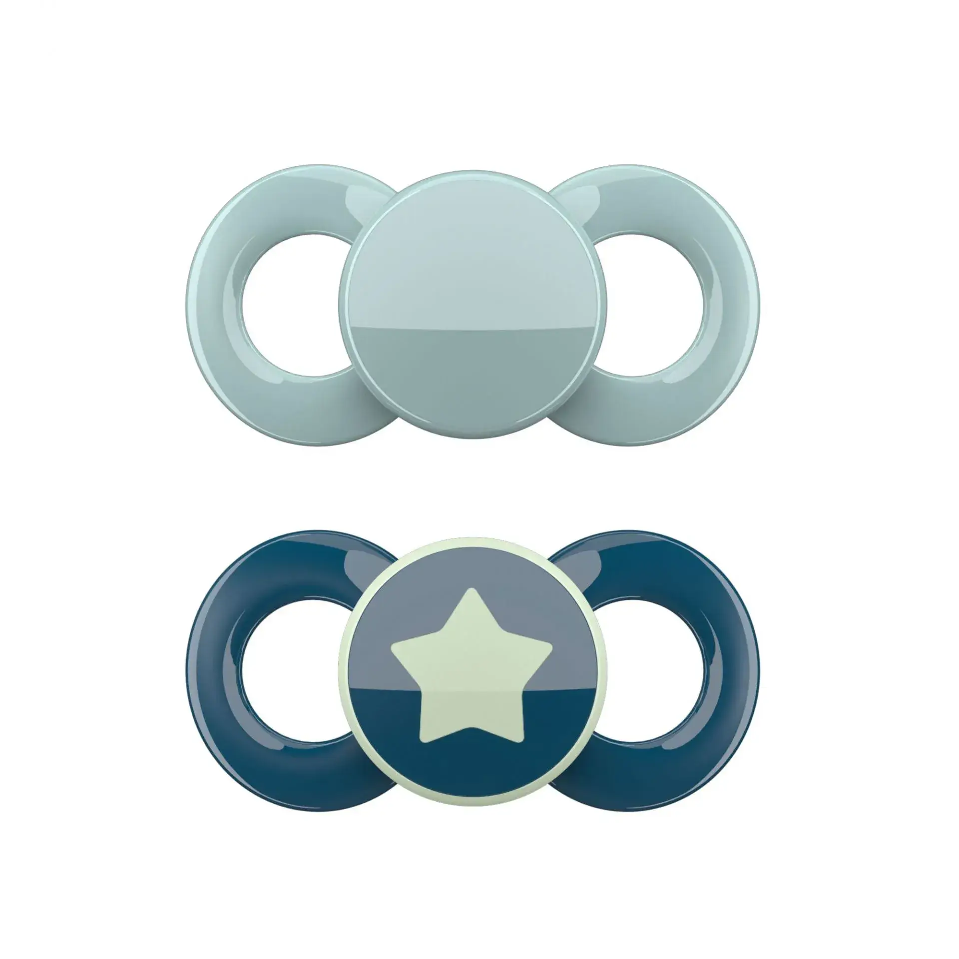 Dentistar day & night pacifier blue and light blue, set of 2, 6-14 months 