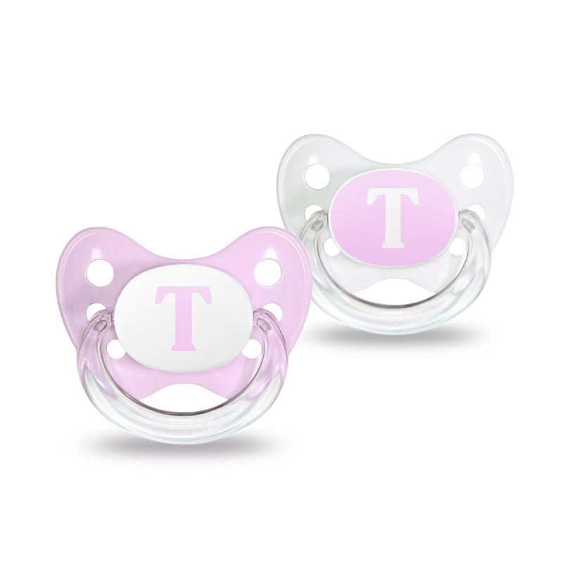 Name pacifier set of 2 with letter T