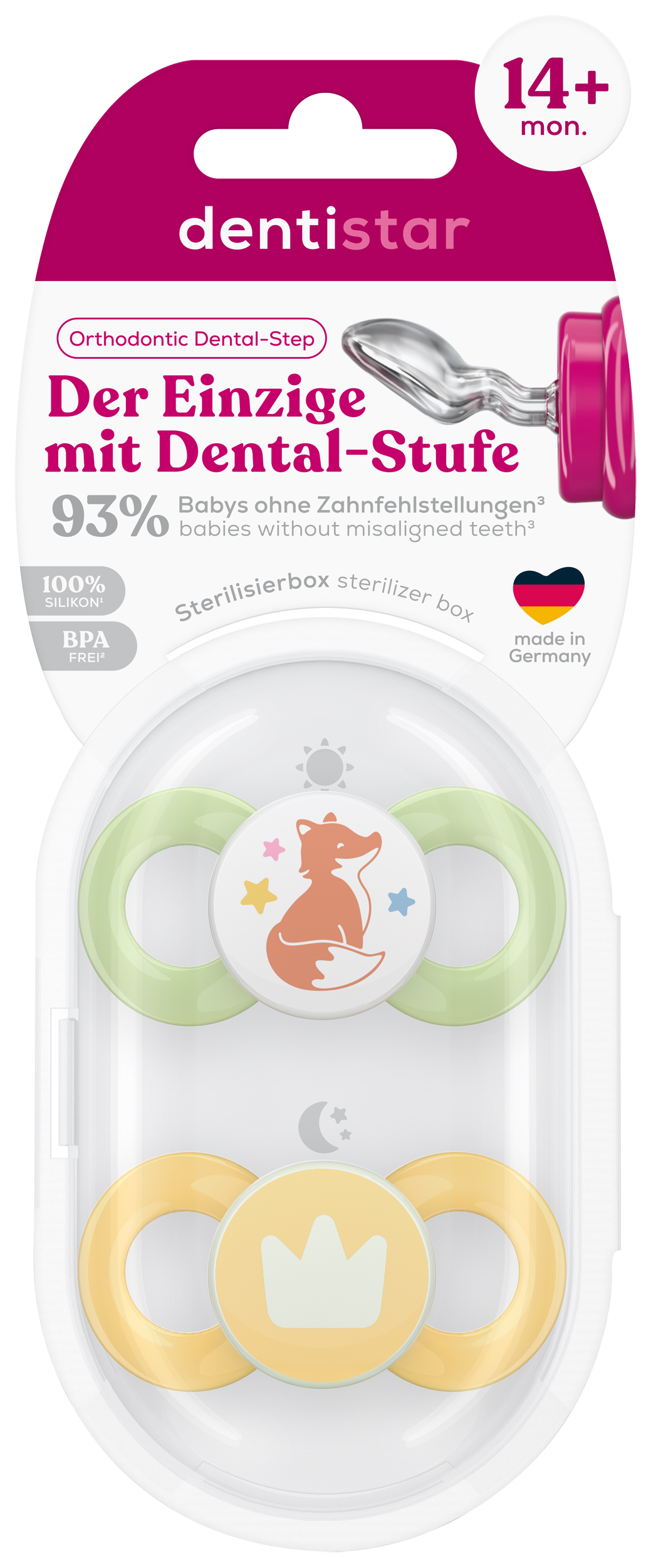 Gr. 3 Schnuller 2er Set mit Steri Box - Fuchs & Krone