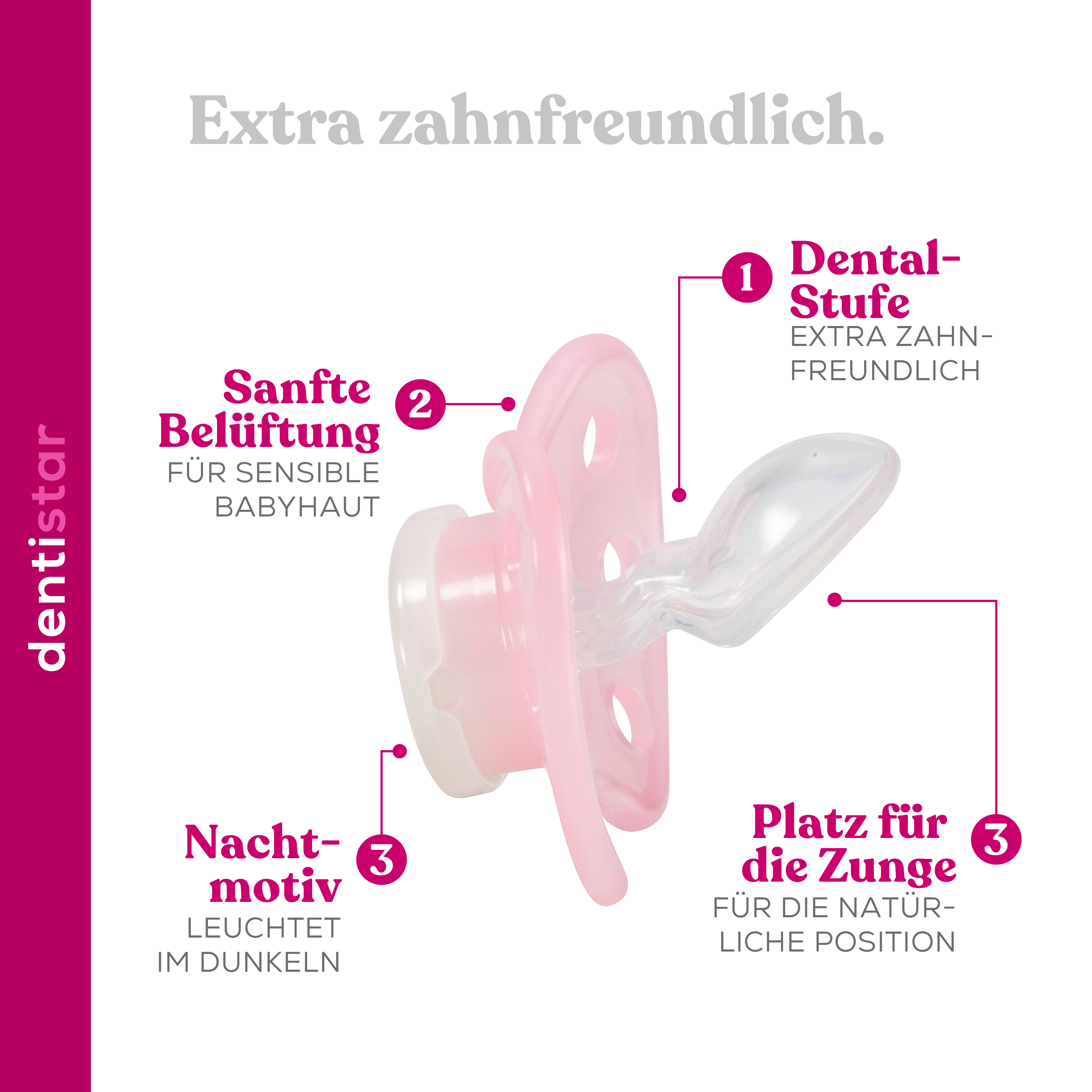 Flat Shield Night Pacifier 1 Pack - Size 1 - Cats, Pink