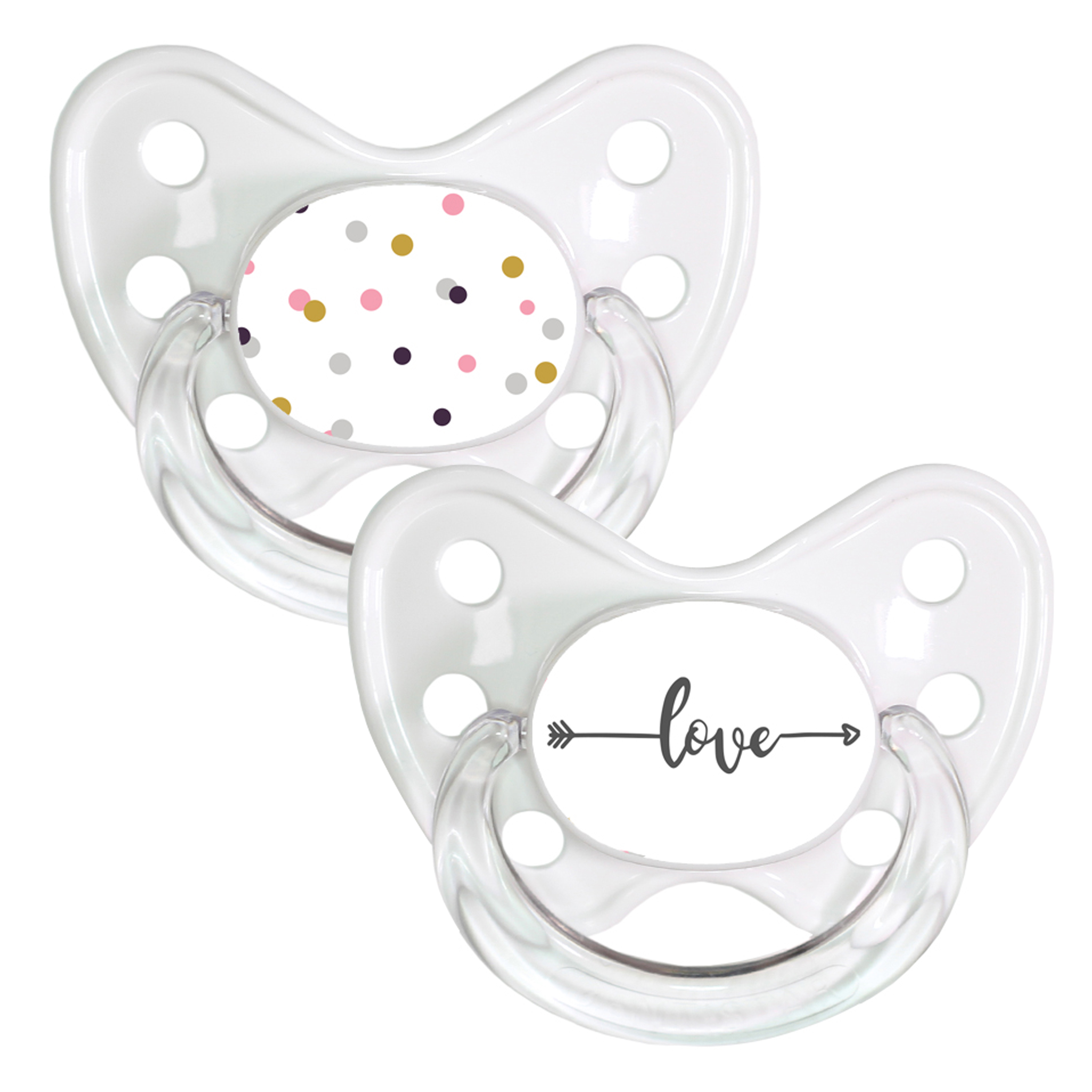 Soother Set size 3 Dots & Love