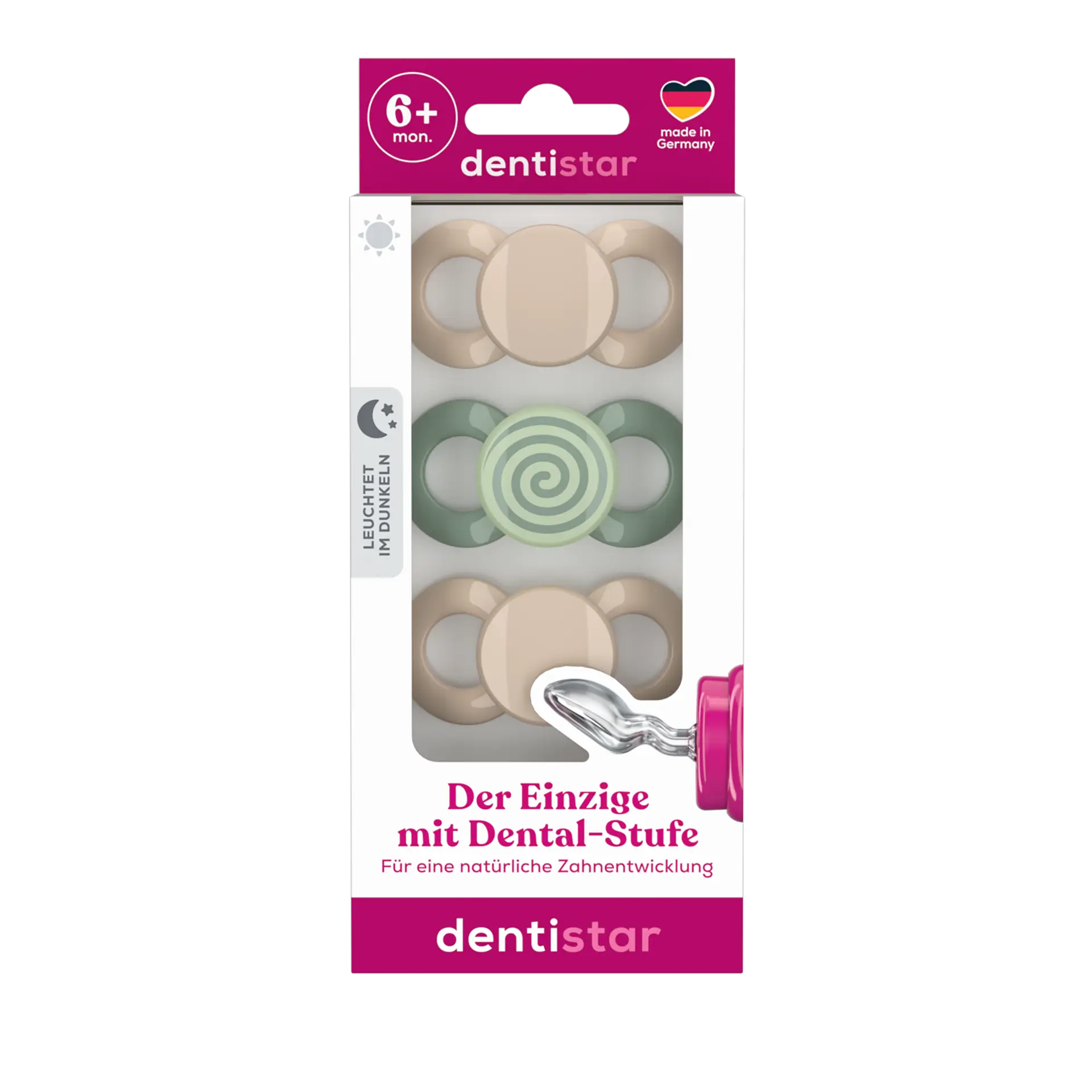 Dentistar Tag & Nacht Schnuller, 3er Set, 6-14 Monate