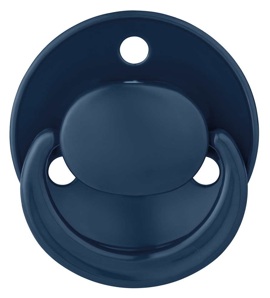 Round latex soother in dark blue