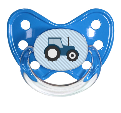 Schnuller blau mit Trecker blau