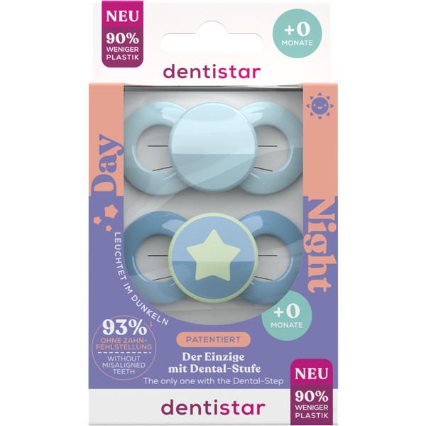 Dentistar Day & Night Soother in Blue Size 1 
