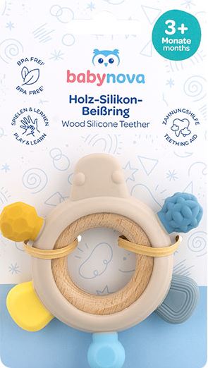 Baby-Nova Holz Beißring Blau