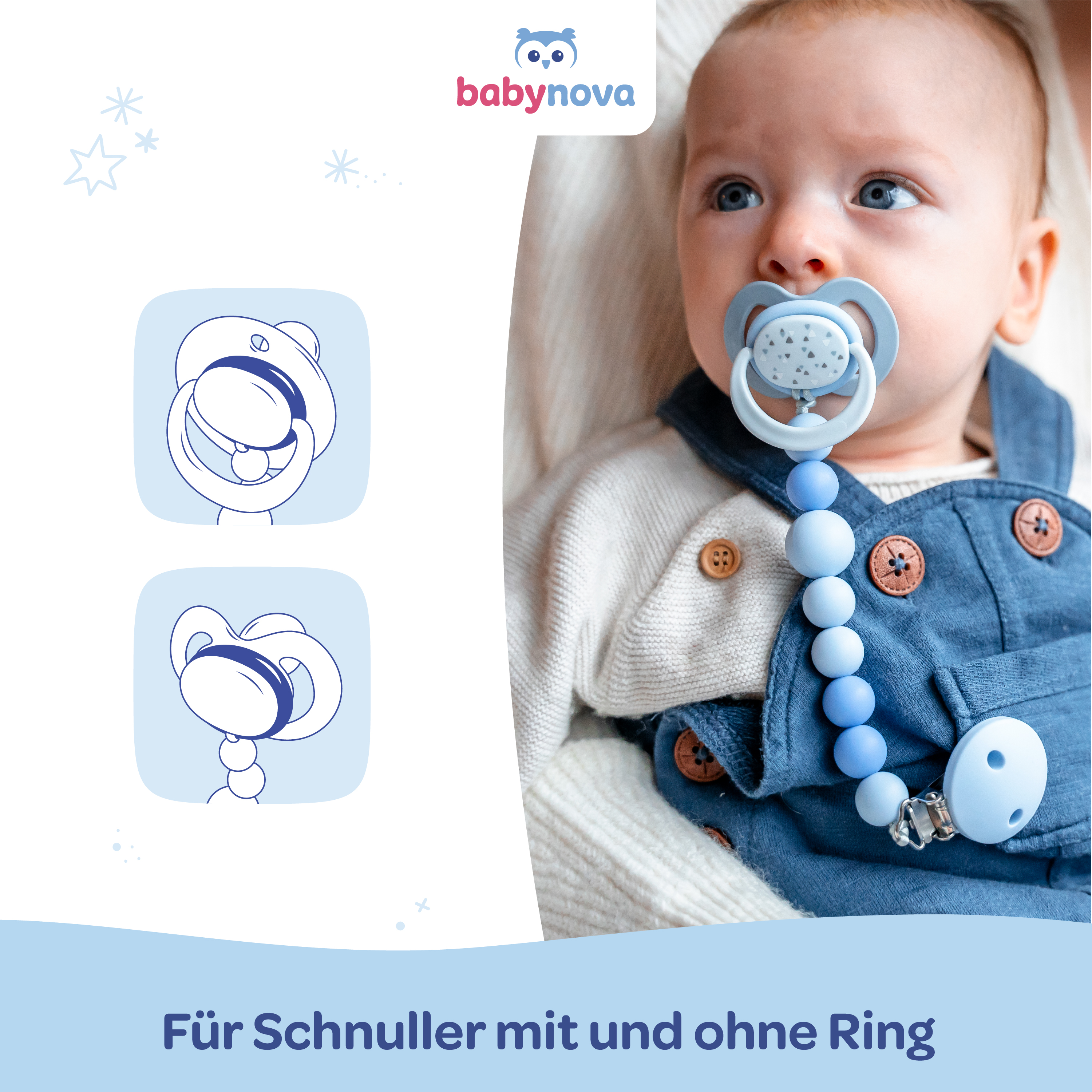 Silicone Soother Chain - Blue