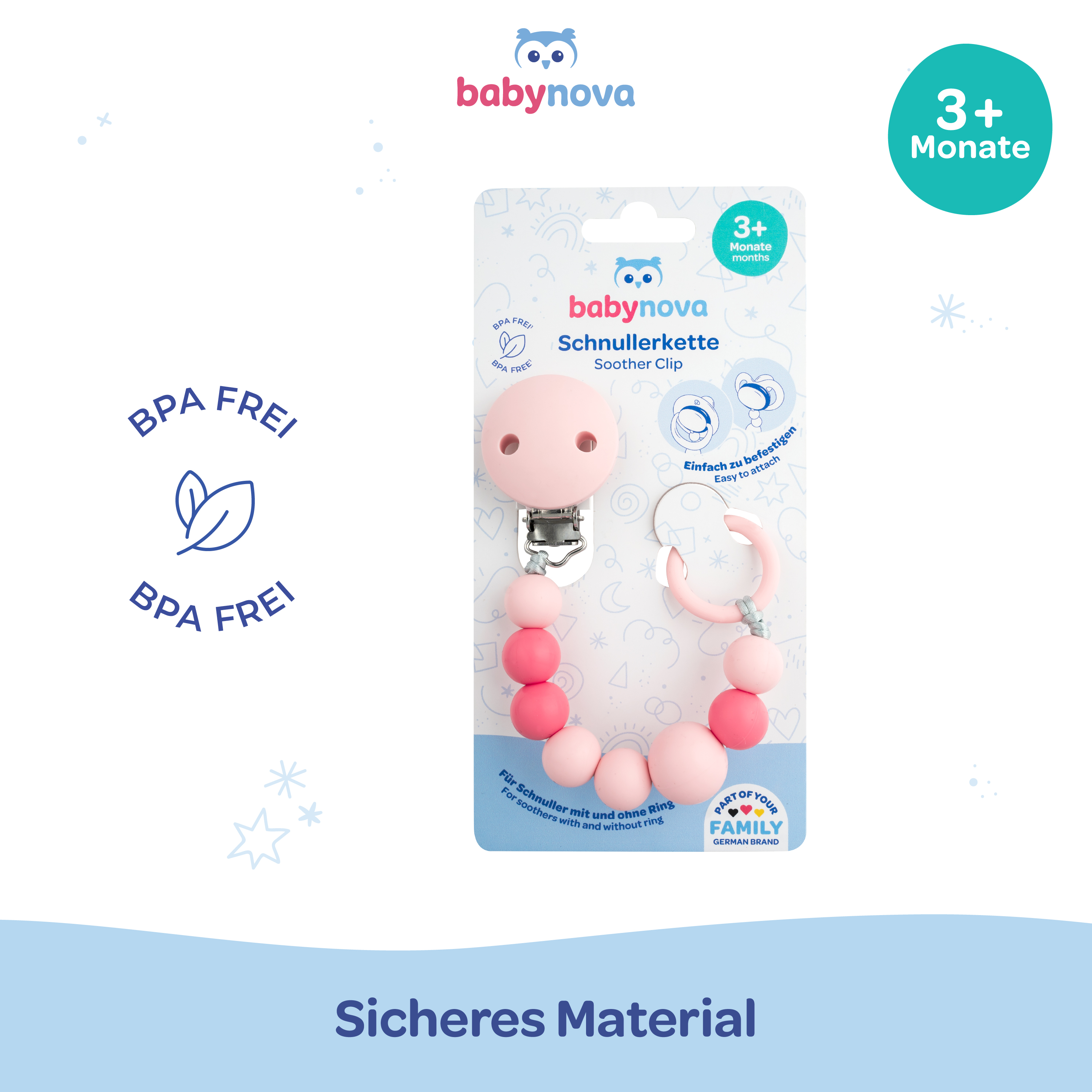 Silicone Soother Chain - Blue