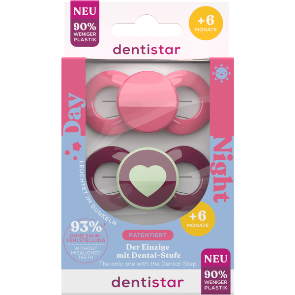 Dentistar Day & Night Soother in Pink Size 2 
