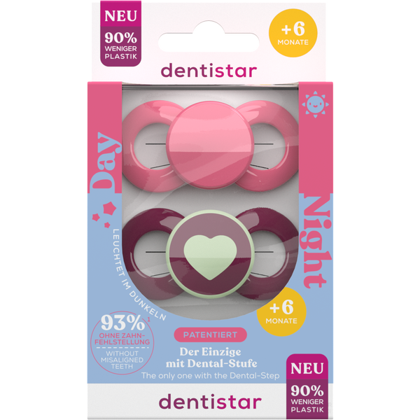 Day & Night Beruhigungssauger 6-14 Monate Pink/Bordeaux Herz Day & Night Beruhigungssauger 6-14 Monate Pink/Bordeaux Herz