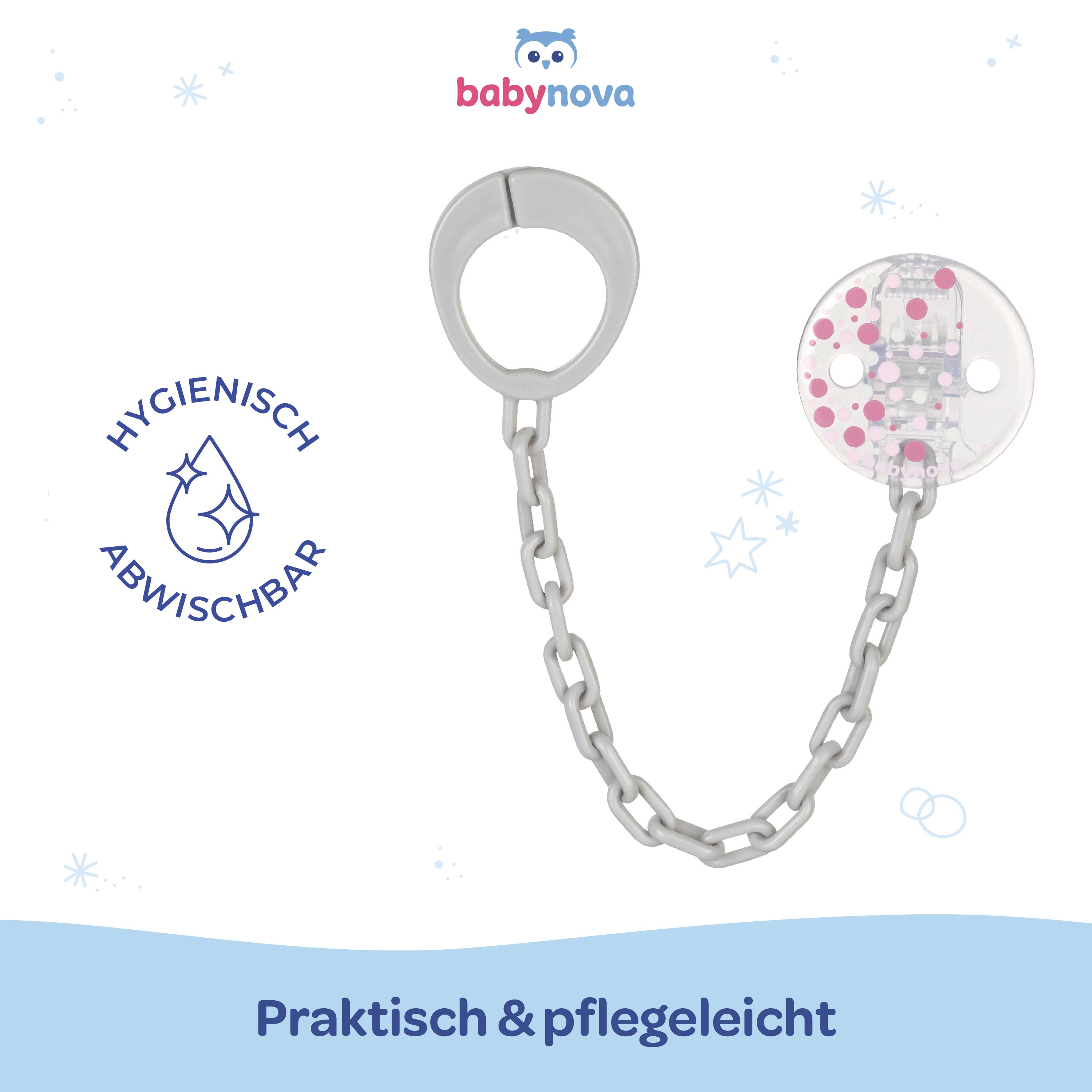 Soother Chain - Pink Dots