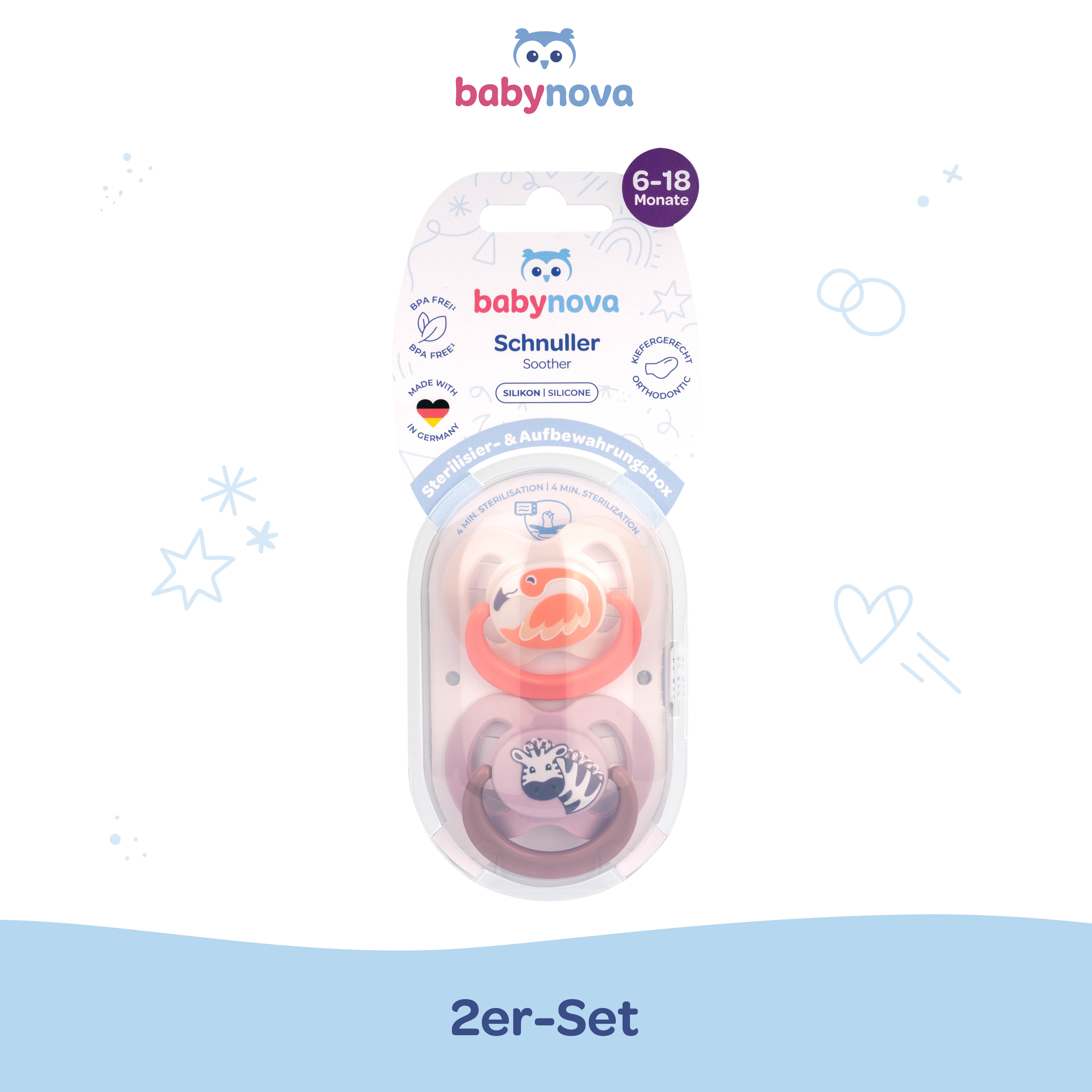 Schnuller Set  Flamingo & Zebra Gr. 2