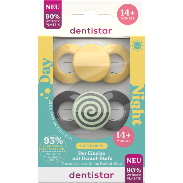 Dentistar Day & Night Soother in Yellow Size 2 