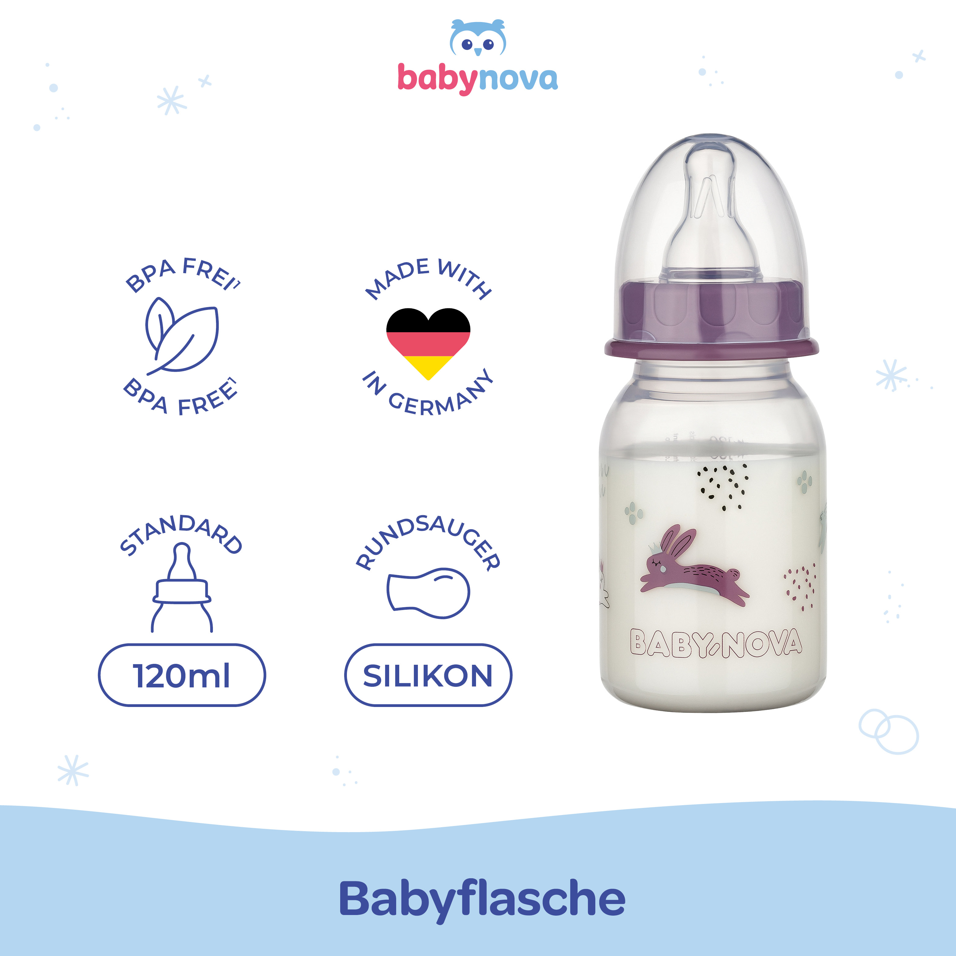 120 ml Standard Babyflasche - Hasen