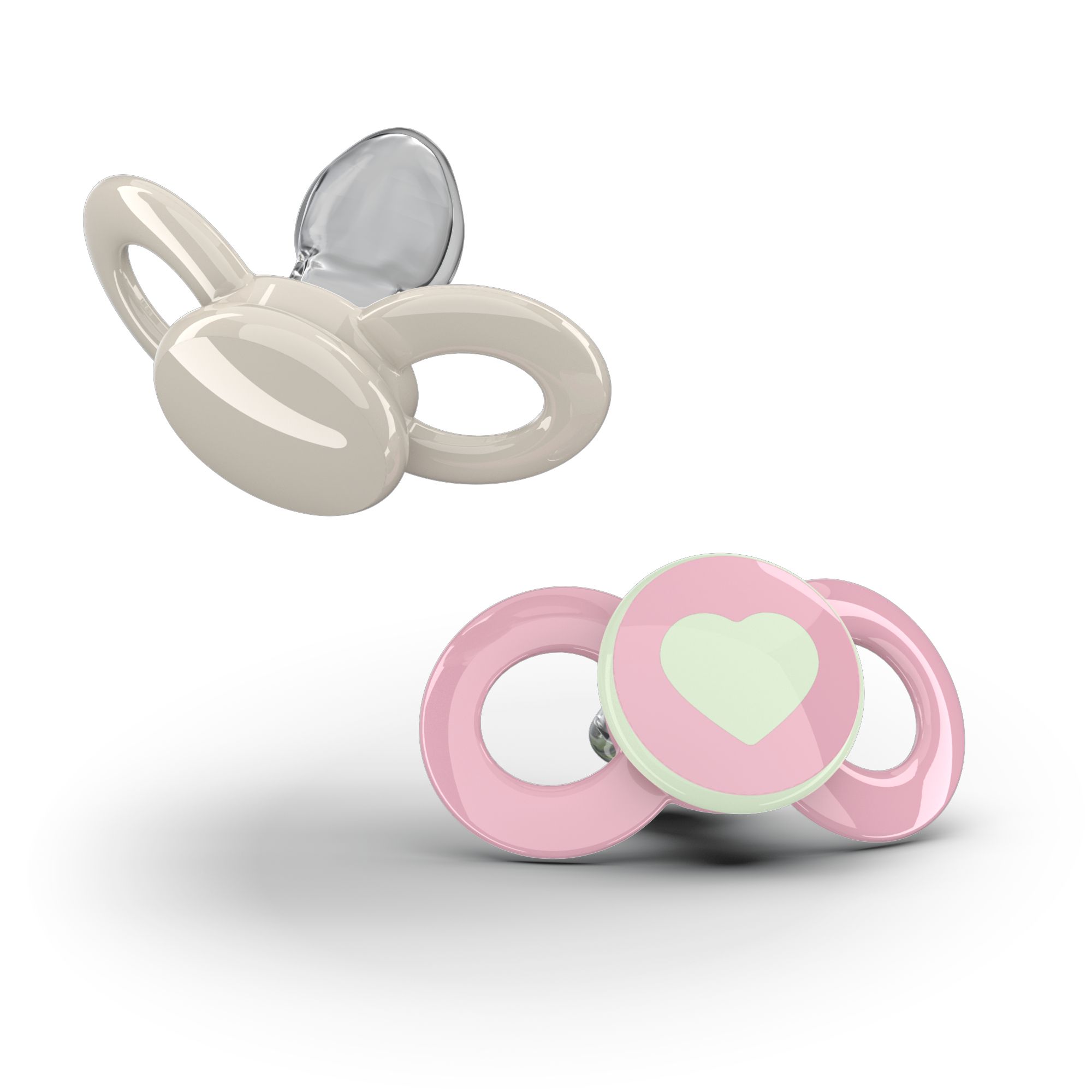 Day & Night Beruhigungssauger 0-6 Monate Beige/Rosa Herz Day & Night Beruhigungssauger 0-6 Monate Beige/Rosa Herz
