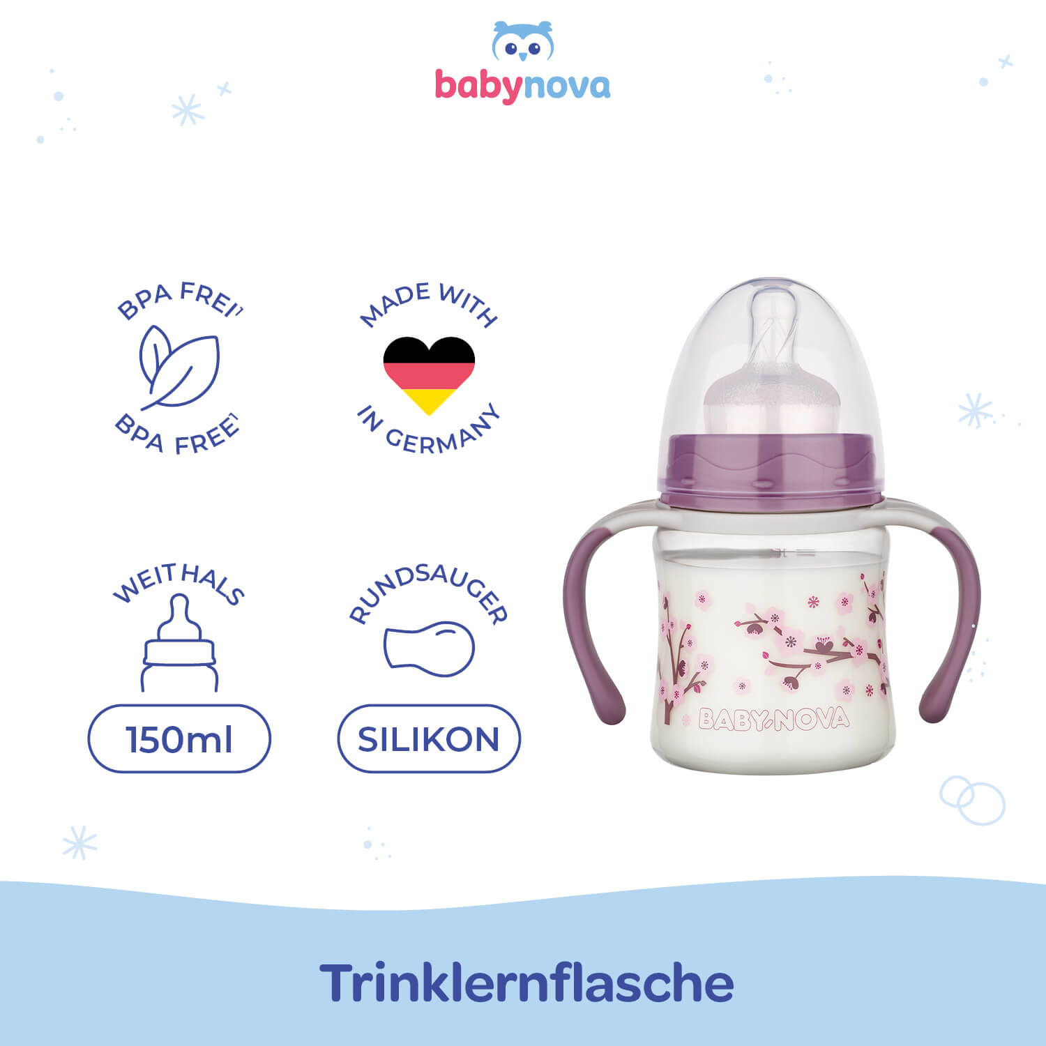 150 ml Weithals Trinklernflasche - Kirschblüte