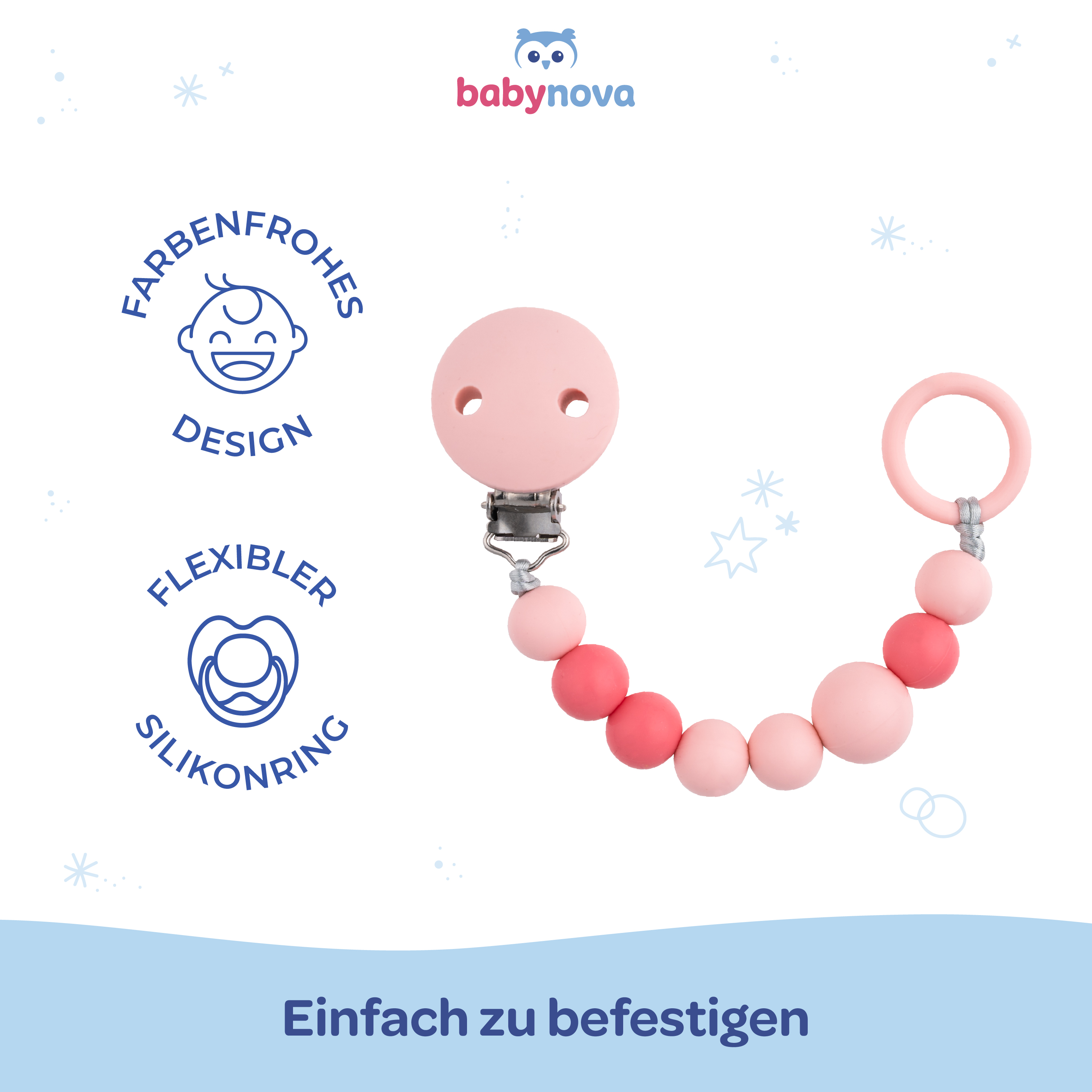 Silicone Soother Chain - Pink