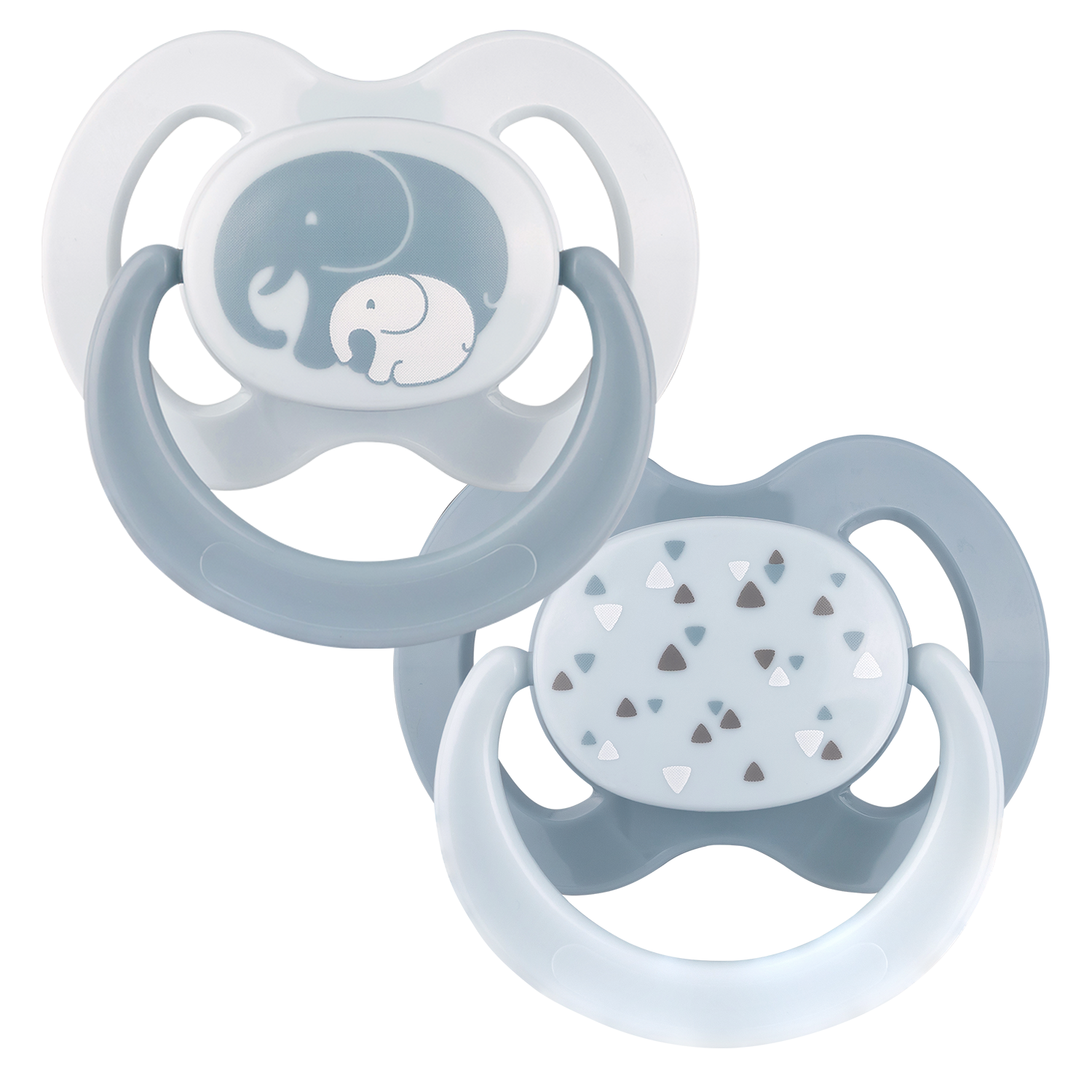 Schnuller Set  Elefant & Dreiecke Gr. 1 