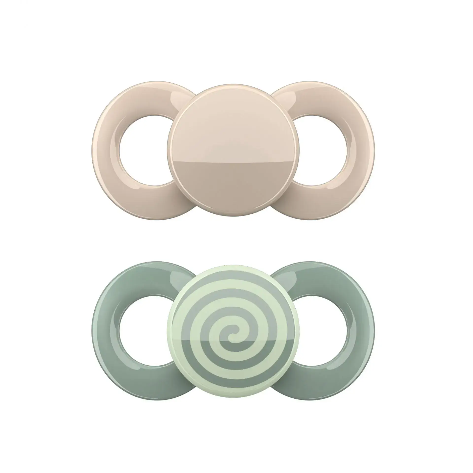 Dentistar day & night pacifier, green and beige, set of 2, 6 - 14 months