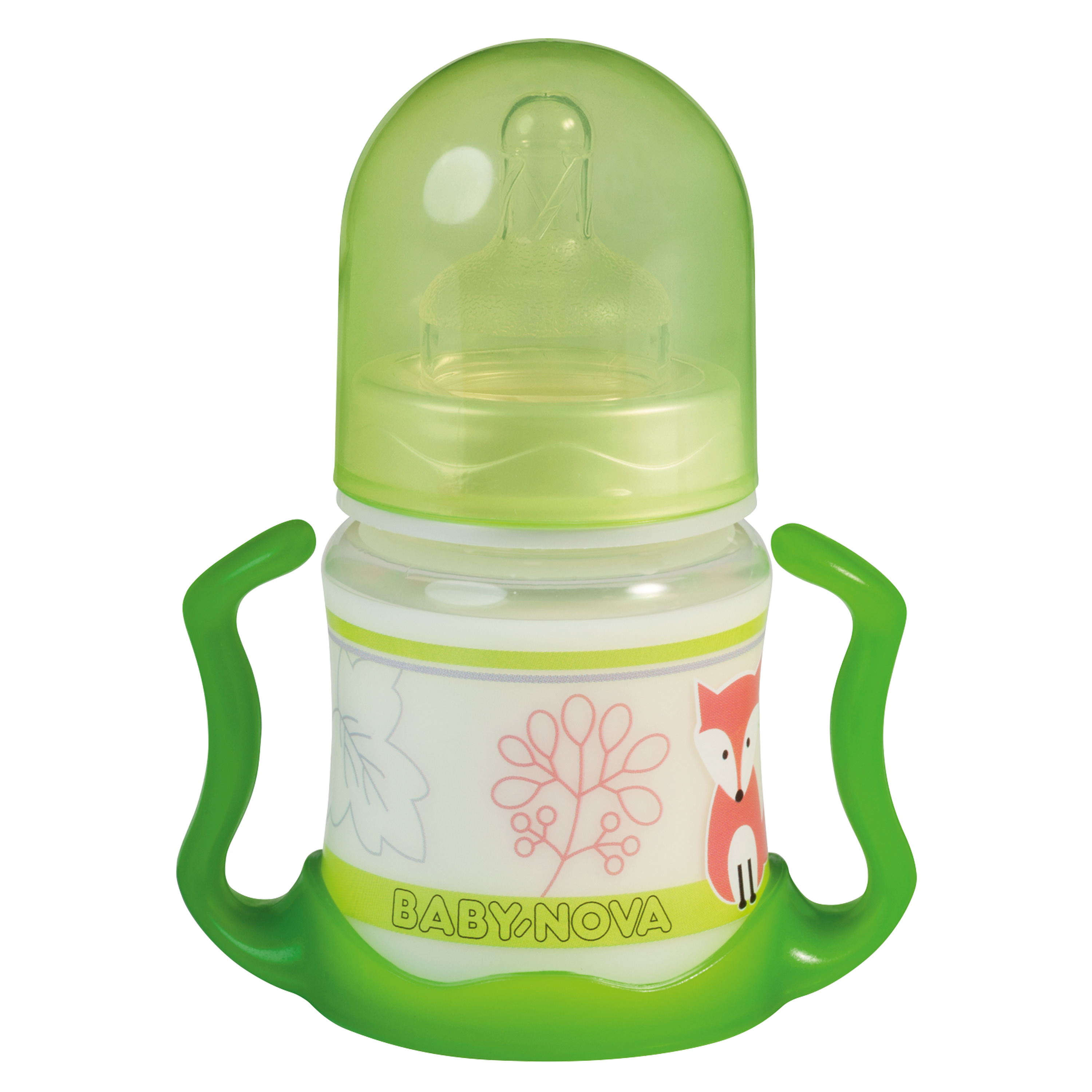 Trinklernflasche in grün mit Fuchs