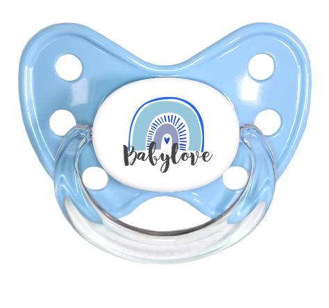 Soother Set size 3 Rainbow Babyboy Schnuller blau mit Regenbogen und Babylove