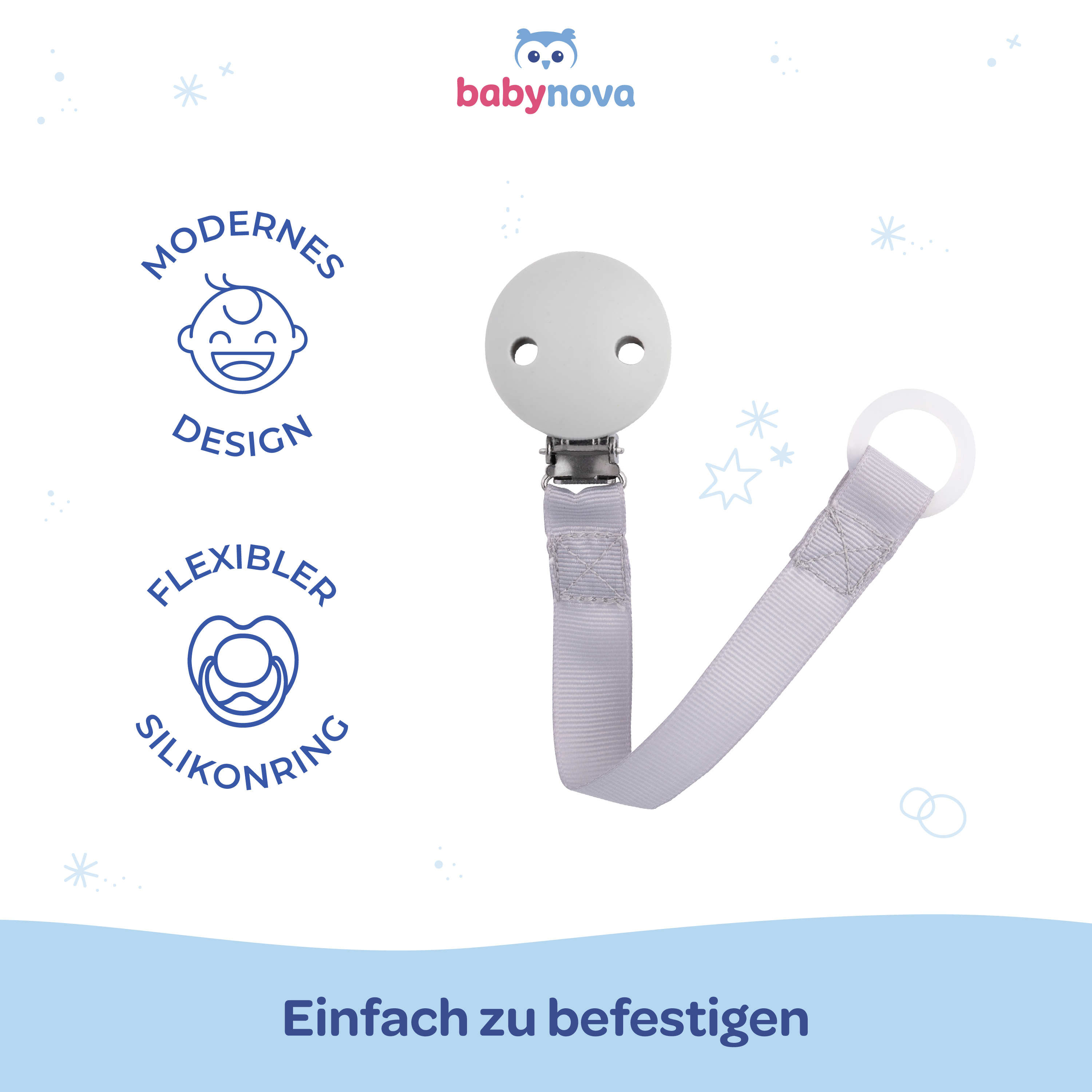 Strap Soother Chain - Grey