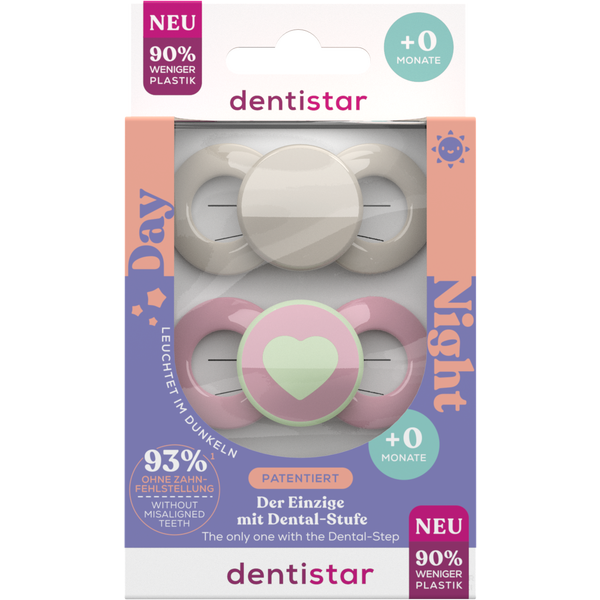 Dentistar Day & Night Soother in Pink Size 1