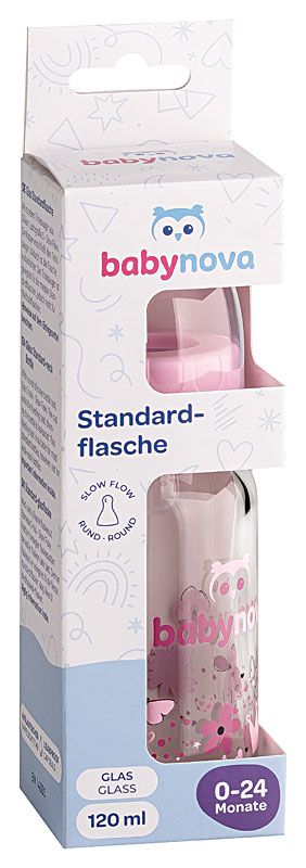 BabyNova Baby Glas-Flasche 125 Ml - Mit Silikonsauger Kirschform